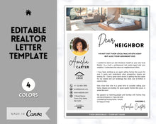 Load image into Gallery viewer, New Agent Introduction Letter, Real Estate Agent Template, Realtor Intro Letter, Real Estate Marketing, Dear Neighbor, Postcard Flyer, Canva
