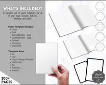 Load image into Gallery viewer, Note Taking Templates, Printable Paper, Note Taking Journal, Cornell Notes, Dot Lined Grid, Graph, Meeting Notebook, Student Digital Note-taking
