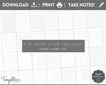 Load image into Gallery viewer, Note Taking Templates, Printable Paper, Note Taking Journal, Cornell Notes, Dot Lined Grid, Graph, Meeting Notebook, Student Digital Note-taking
