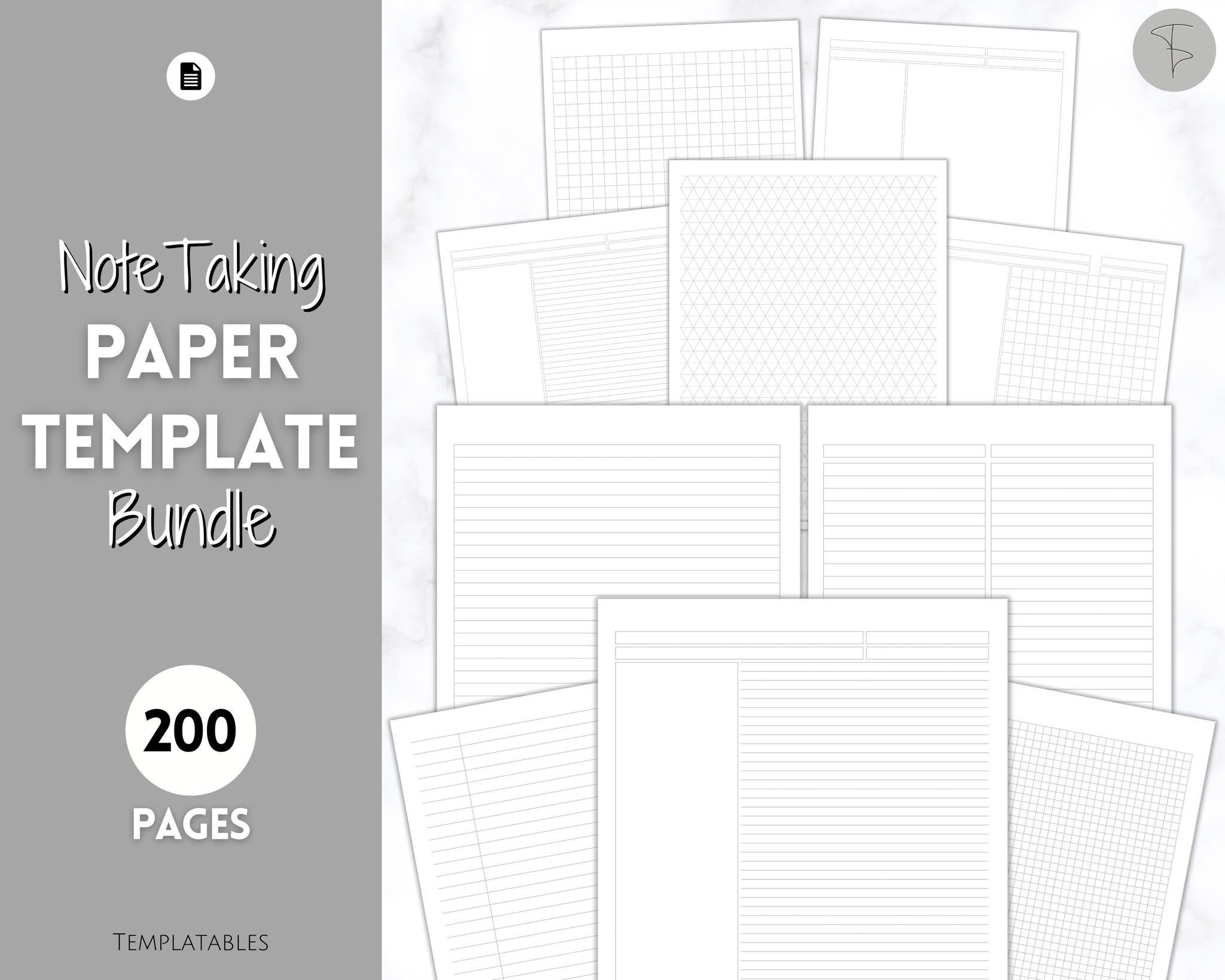 Note Taking Templates, Cornell Notes, Dot Lined Graph Grid Paper