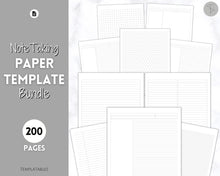Load image into Gallery viewer, Note Taking Templates, Printable Paper, Note Taking Journal, Cornell Notes, Dot Lined Grid, Graph, Meeting Notebook, Student Digital Note-taking
