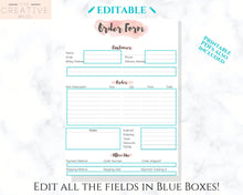 Load image into Gallery viewer, ORDER FORM Invoice Template, EDITABLE Custom Receipt Template, Printable Customer Sales Order Invoice, Receipt Form, Edit, Download A4 Pdf | Style 5
