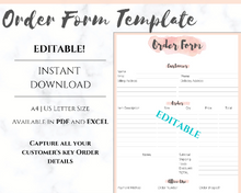 Load image into Gallery viewer, ORDER FORM Invoice Template, EDITABLE Custom Receipt Template, Printable Customer Sales Order Invoice, Receipt Form, Edit, Download A4 Pdf | Style 5
