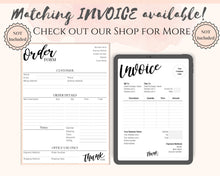 Load image into Gallery viewer, ORDER FORM Invoice Template, EDITABLE Custom Receipt Template, Printable Customer Sales Order Invoice, Receipt Form, Edit, Download A4 Pdf | Style 6

