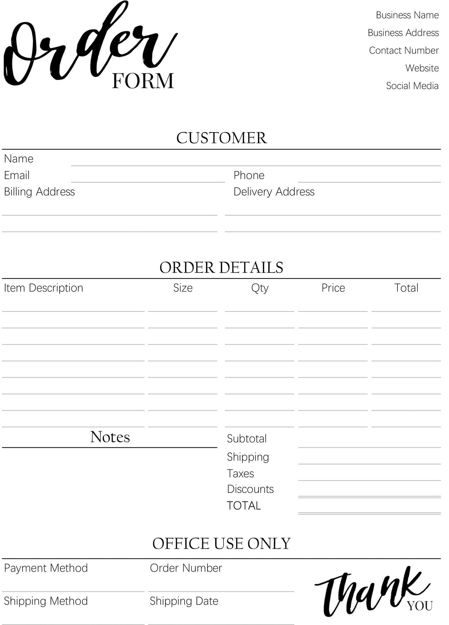 Sales Order Template Word Invoice (Automated For Word)