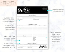 Load image into Gallery viewer, ORDER FORM Invoice Template, EDITABLE Custom Receipt Template, Printable Customer Sales Order Invoice, Receipt Form, Edit, Download A4 Pdf | Style 7
