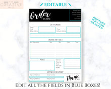 Load image into Gallery viewer, ORDER FORM Invoice Template, EDITABLE Custom Receipt Template, Printable Customer Sales Order Invoice, Receipt Form, Edit, Download A4 Pdf | Style 7
