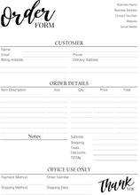 Load image into Gallery viewer, ORDER FORM Invoice Template, EDITABLE Custom Receipt Template, Printable Customer Sales Order Invoice, Receipt Form, Edit, Download A4 Pdf | Style 7

