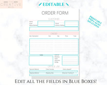 Load image into Gallery viewer, ORDER FORM Invoice Template, EDITABLE Custom Receipt Template, Printable Customer Sales Order Invoice, Receipt Form, Edit &amp; Download | Style 9
