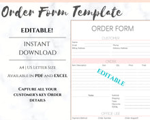 Load image into Gallery viewer, ORDER FORM Invoice Template, EDITABLE Custom Receipt Template, Printable Customer Sales Order Invoice, Receipt Form, Edit &amp; Download | Style 9
