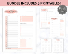 Load image into Gallery viewer, PINK Planner bundle, Daily Planner, Weekly Planner, Monthly Printable PACK! Planner Insert Sets, To do List, Productivity, Work Day, Hourly
