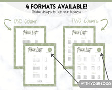 Load image into Gallery viewer, PRICE LIST Template Editable! Price Sheet, Pricing Guide, Hair Salon, Hairdresser, Photography, Beauty, Menu, Make up, Tags, Tumbler, Canva | Style 10
