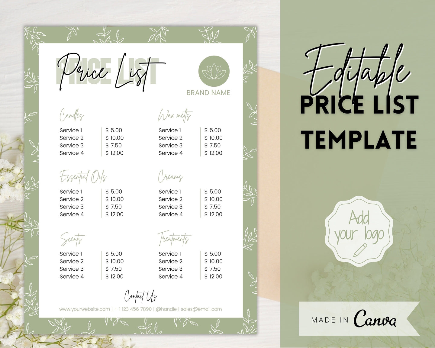 PRICE LIST Template Editable! Price Sheet, Pricing Guide, Hair Salon, Hairdresser, Photography, Beauty, Menu, Make up, Tags, Tumbler, Canva | Style 10
