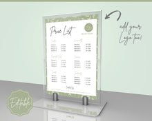 Load image into Gallery viewer, PRICE LIST Template Editable! Price Sheet, Pricing Guide, Hair Salon, Hairdresser, Photography, Beauty, Menu, Make up, Tags, Tumbler, Canva | Style 11
