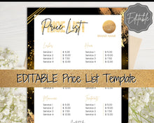 Load image into Gallery viewer, PRICE LIST Template Editable! Price Sheet, Pricing Guide, Hair Salon, Hairdresser, Photography, Beauty, Menu, Make up, Tags, Tumbler, Canva | Style 13
