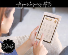 Load image into Gallery viewer, PRICE LIST Template Editable! Price Sheet, Pricing Guide, Hair Salon, Hairdresser, Photography, Beauty, Menu, Make up, Tags, Tumbler, Canva | Style 13
