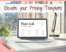 Load image into Gallery viewer, PRICE LIST Template Editable. Printable Price Sheet, Price Guide, Hair Salon, Hairdresser, Beauty, Black Monochrome, Custom Menu, Pricing | Style 7
