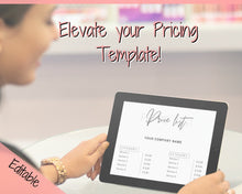 Load image into Gallery viewer, PRICE LIST Template Editable. Printable Price Sheet, Price Guide, Hair Salon, Hairdresser, Beauty, Pink Pricing Design, Custom Menu, Pricing | Style 5
