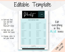 Load image into Gallery viewer, PRICE LIST Template Editable. Printable Price Sheet, Price Guide, Hair Salon, Hairdresser, Beauty, Pink Watercolor, Custom Menu, Pricing | Style 1
