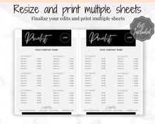 Load image into Gallery viewer, PRICE LIST Template Editable. Printable Price Sheet, Price Guide, Hair Salon, Hairdresser, Beauty, Pink Watercolor, Custom Menu, Pricing | Style 1
