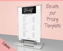 Load image into Gallery viewer, PRICE LIST Template Editable. Printable Price Sheet, Price Guide, Hair Salon, Hairdresser, Beauty, Pink Watercolor, Custom Menu, Pricing | Style 1
