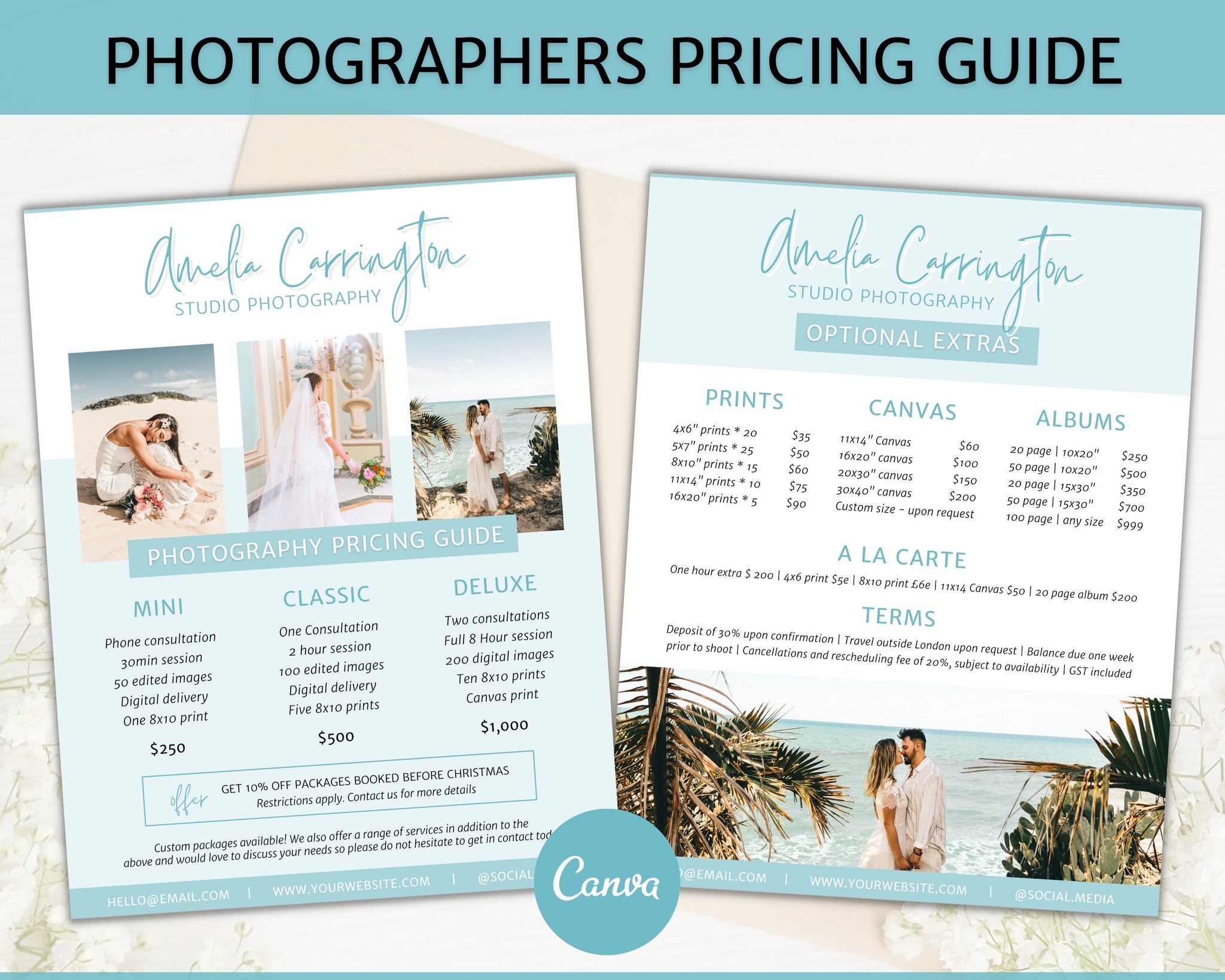 Wedding Photography Price List Template Photography Pricing Guide,