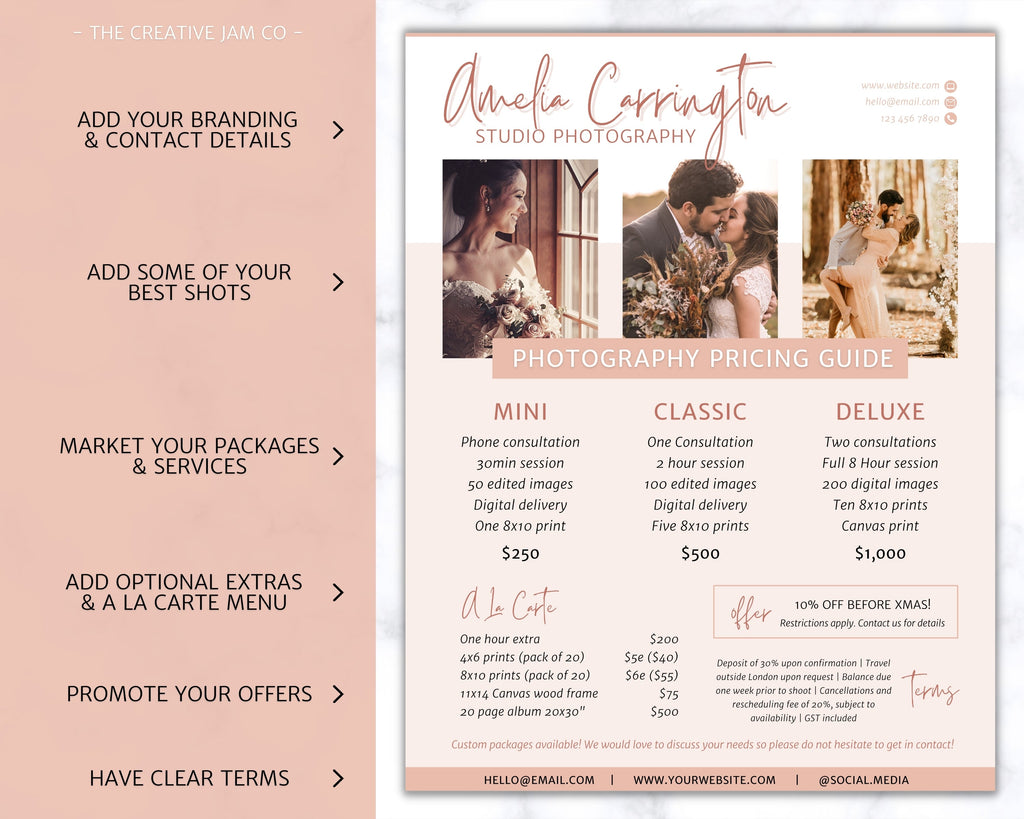 Photography Pricing Template Photo Price Guide Nude Monochrome