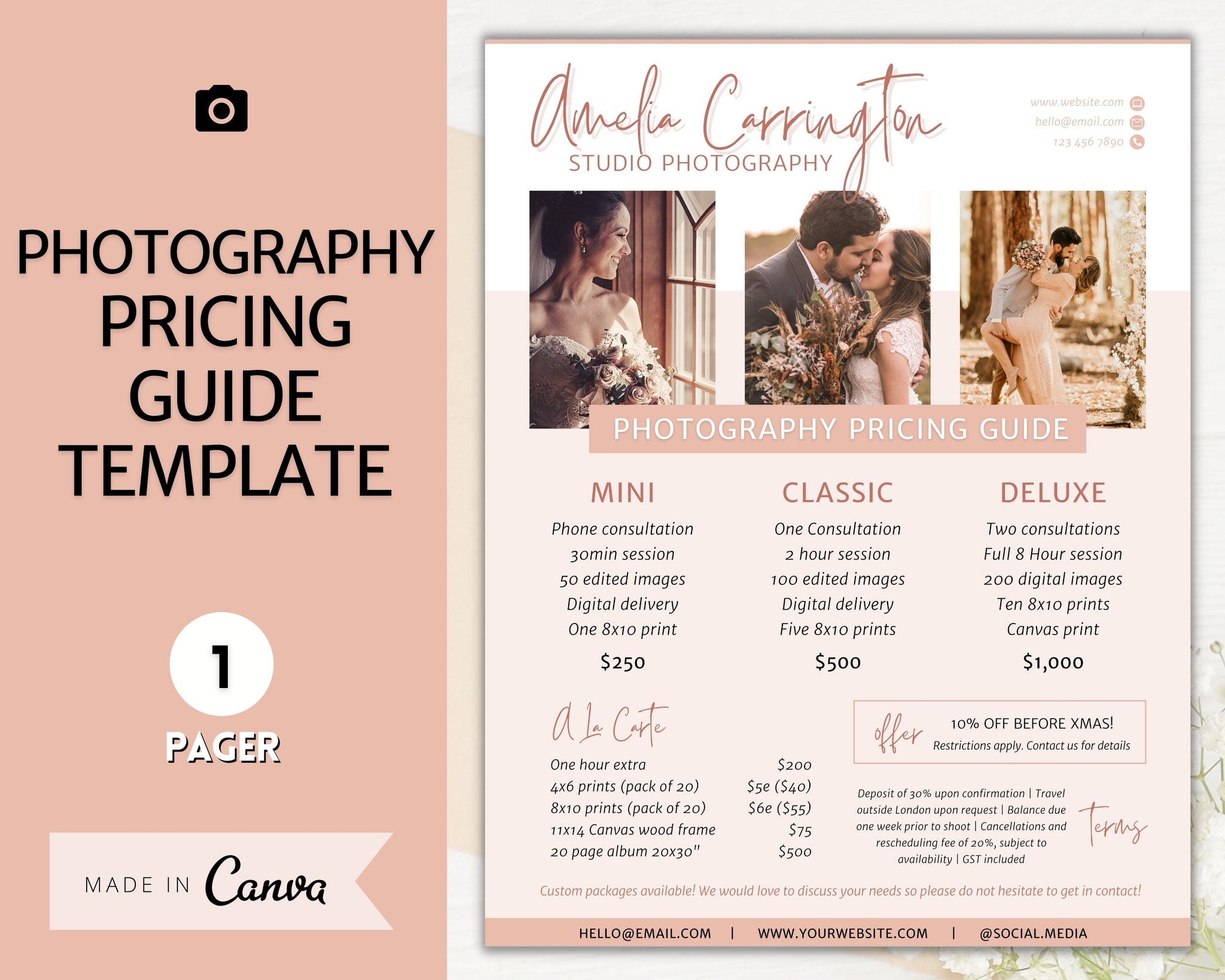 Photography Pricing Template Photo Price Guide Nude Monochrome