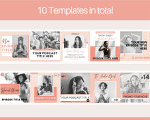 Load image into Gallery viewer, Podcast COVER ART Templates. 10 Editable Podcast Canva Mockups. Pod cast Photo. Podcast Graphics BUNDLE. Podcaster podcasting, Podcast Cover | Pink
