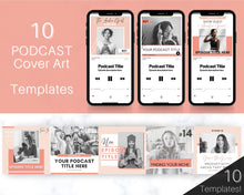 Load image into Gallery viewer, Podcast COVER ART Templates. 10 Editable Podcast Canva Mockups. Pod cast Photo. Podcast Graphics BUNDLE. Podcaster podcasting, Podcast Cover | Pink
