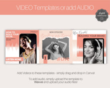 Load image into Gallery viewer, Podcast Instagram Post Templates. Canva Template Pack. Instagram Square Posts. Podcast Template, Podcasters, Podcasting, Social Media Bundle | Nude
