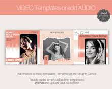 Load image into Gallery viewer, Podcast Instagram Post Templates. Canva Template Pack. Instagram Square Posts. Podcast Template, Podcasters, Podcasting, Social Media Bundle | Nude
