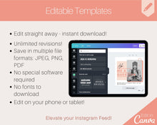 Load image into Gallery viewer, Podcast Instagram Post Templates. Canva Template Pack. Instagram Square Posts. Podcast Template, Podcasters, Podcasting, Social Media Bundle | Nude

