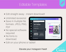 Load image into Gallery viewer, Podcast Instagram Post Templates. Canva Template Pack. Instagram Square Posts. Podcast Template, Podcasters, Podcasting, Social Media Bundle | Purple
