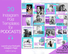 Load image into Gallery viewer, Podcast Instagram Post Templates. Canva Template Pack. Instagram Square Posts. Podcast Template, Podcasters, Podcasting, Social Media Bundle | Purple

