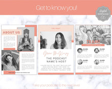 Load image into Gallery viewer, Podcast MEDIA KIT Template! Editable Canva Press Kit, Business Pitch, Rate Sheet Card, Podcasters, Planner, Influencer, Blogger, Price List | 20 Page Pink
