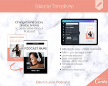 Load image into Gallery viewer, Podcast MEDIA KIT Template! Editable Canva Press Kit, Business Pitch, Rate Sheet Card, Podcasters, Planner, Influencer, Blogger, Price List | 20 Page Pink
