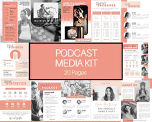 Load image into Gallery viewer, Podcast MEDIA KIT Template! Editable Canva Press Kit, Business Pitch, Rate Sheet Card, Podcasters, Planner, Influencer, Blogger, Price List | 20 Page Pink
