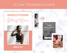 Load image into Gallery viewer, Podcast MEDIA KIT Template! Editable Canva Press Kit, Business Pitch, Rate Sheet Card, Podcasters, Planner, Influencer, Blogger, Price List | 3 Page Pink

