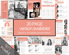 Load image into Gallery viewer, Podcast MEDIA KIT Template! Editable Canva Press Kit, Business Pitch, Rate Sheet Card, Podcasters, Planner, Influencer, Blogger, Price List | 3 Page Pink
