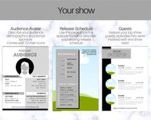 Load image into Gallery viewer, Podcast MEDIA KIT Template! Editable Canva Press Kit, Business Pitch, Rate Sheet Card, Podcasters, Planner, Influencer, Blogger, Price List | Mono
