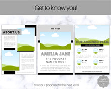 Load image into Gallery viewer, Podcast MEDIA KIT Template! Editable Canva Press Kit, Business Pitch, Rate Sheet Card, Podcasters, Planner, Influencer, Blogger, Price List | Mono
