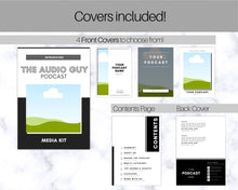 Load image into Gallery viewer, Podcast MEDIA KIT Template! Editable Canva Press Kit, Business Pitch, Rate Sheet Card, Podcasters, Planner, Influencer, Blogger, Price List | Mono
