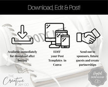 Load image into Gallery viewer, Podcast MEDIA KIT Template! Editable Canva Press Kit, Business Pitch, Rate Sheet Card, Podcasters, Planner, Influencer, Blogger, Price List | Mono
