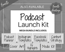 Load image into Gallery viewer, Podcast MEDIA KIT Template! Editable Canva Press Kit, Business Pitch, Rate Sheet Card, Podcasters, Planner, Influencer, Blogger, Price List | Mono
