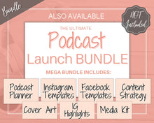Load image into Gallery viewer, Podcast Planner, EDITABLE Podcast Template Content Calendar, Podcast Checklist, Logo, Printable Pod Cast Script Plan Worksheet &amp; Tracker - Mono
