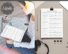 Load image into Gallery viewer, Podcast Planner, EDITABLE Podcast Template Content Calendar, Podcast Checklist, Logo, Printable Pod Cast Script Plan Worksheet &amp; Tracker - Mono
