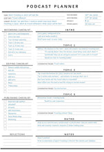 Load image into Gallery viewer, Podcast Planner, EDITABLE Podcast Template Content Calendar, Podcast Checklist, Logo, Printable Pod Cast Script Plan Worksheet &amp; Tracker - Mono
