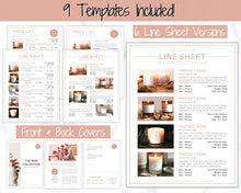 Load image into Gallery viewer, Price List Template. Line Sheet for Wholesale. Editable Candle Template Catalog, Seller shop, Product Sales Sheet, Canva Linesheet Catalogue | Pink Bundle
