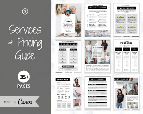Price List Templates! Editable Pricing & Services Guide, Canva eBook, Linesheet, Catalog, Coaches, Sales Package Proposals, Client Welcome | Mono